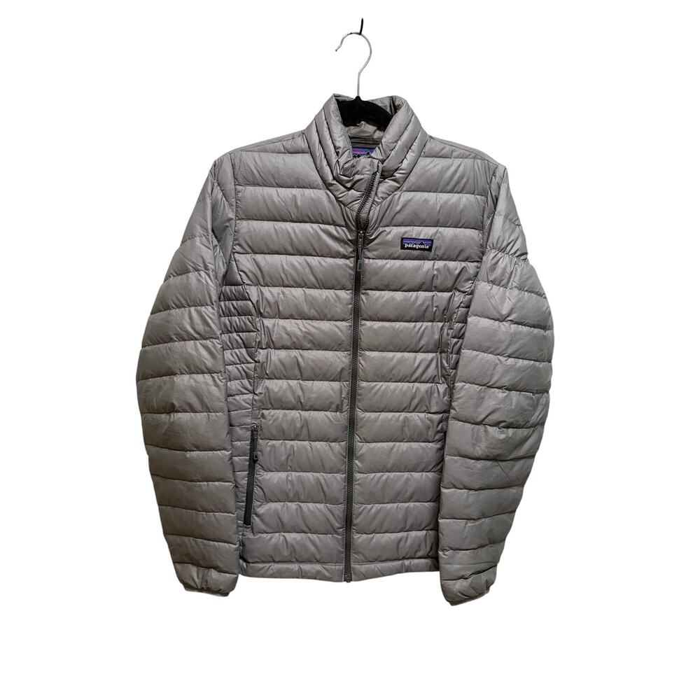Patagonia Down Sweater Jacket Womens Large Gray Quilted Puffer Full Zip